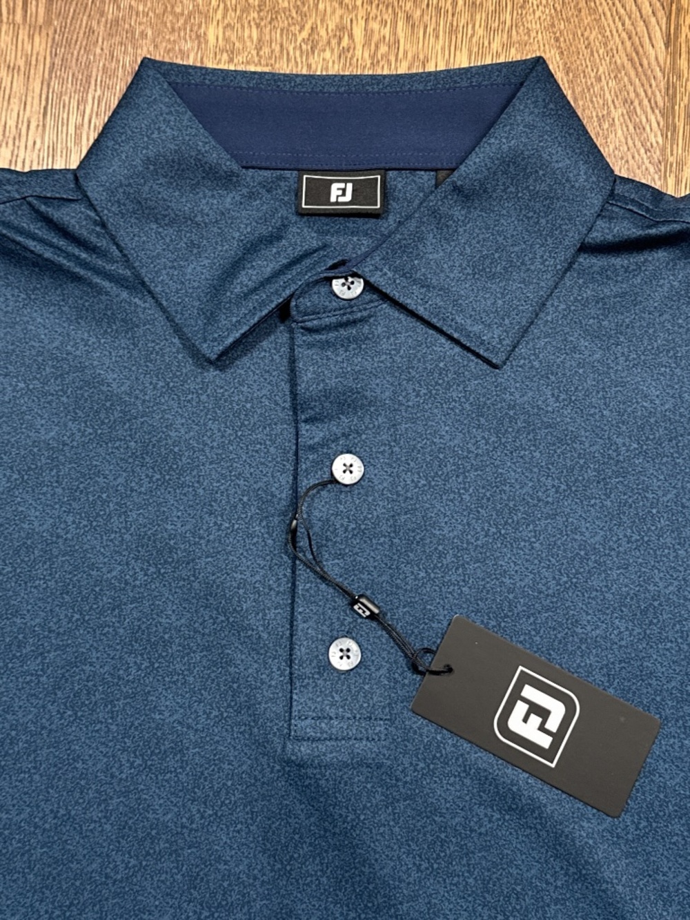 NWT Footjoy Speckle Print Navy Blue Golf Performance Polo Shirt Mens Large